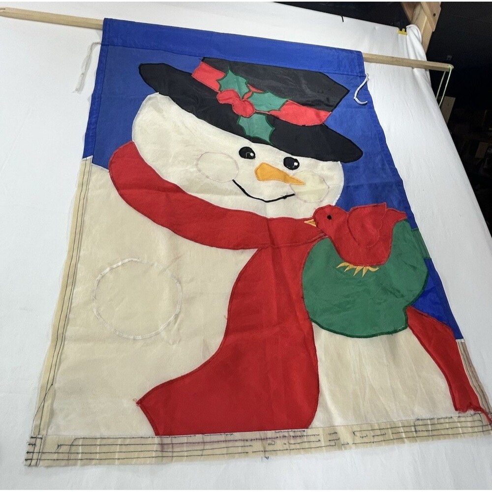 Snowman Cardinal Christmas Garden Flag Yard Banner 27" x 39" Holiday Deco